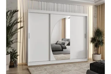 Amira Garderobe med Speil 250x200 cm i Malt Tre - Hvit - Oppbevaring - Klesoppbevaring - Garderober & garderobesystem