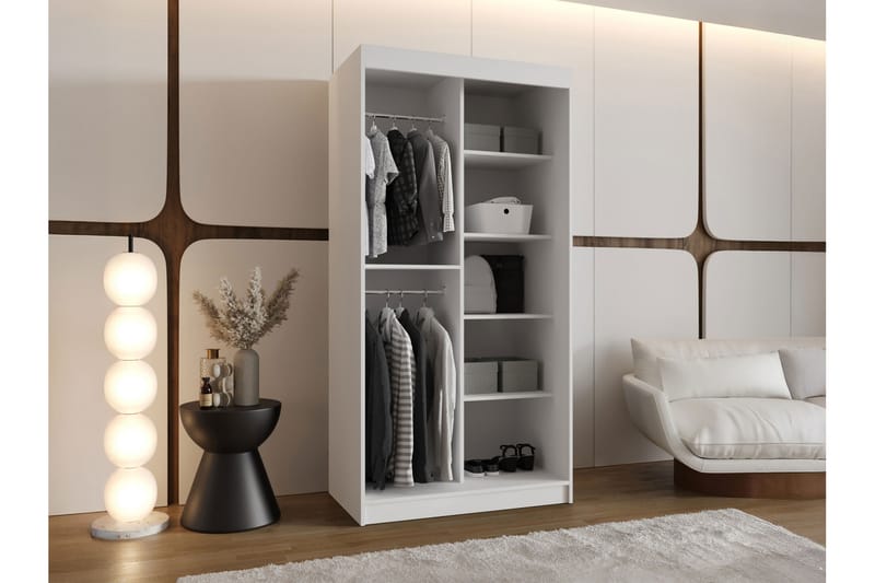 Amira Garderobeskap Med Speil 100x200 cm - Oppbevaring - Klesoppbevaring - Garderober & garderobesystem
