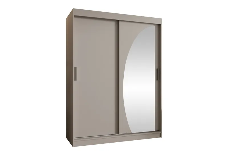 Amira Garderobeskap Med Speil 150x200 cm - Beige - Oppbevaring - Klesoppbevaring - Garderober & garderobesystem