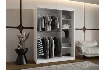 Amira Garderobeskap Med Speil 150x200 cm - Beige - Oppbevaring - Klesoppbevaring - Garderober & garderobesystem