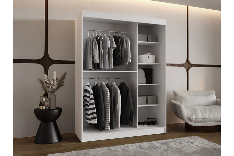 Amira Garderobeskap Med Speil 150x200 cm - Oppbevaring - Klesoppbevaring - Garderober & garderobesystem
