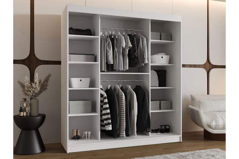 Amira Garderobeskap Med Speil 180x200 cm - Beige - Oppbevaring - Klesoppbevaring - Garderober & garderobesystem