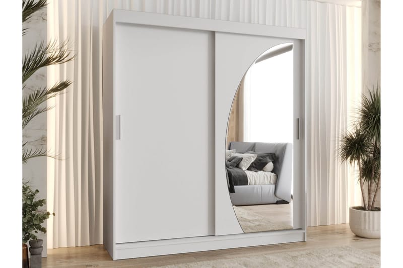 Amira Garderobeskap Med Speil 180x200 cm - Grønn - Oppbevaring - Klesoppbevaring - Garderober & garderobesystem