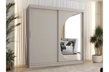 Amira Garderobeskap Med Speil 200x200 cm - Grønn - Oppbevaring - Klesoppbevaring - Garderober & garderobesystem