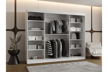 Amira Garderobeskap Med Speil 250x200 cm - Beige - Oppbevaring - Klesoppbevaring - Garderober & garderobesystem
