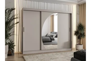 Amira Garderobeskap Med Speil 250x200 cm - Beige - Oppbevaring - Klesoppbevaring - Garderober & garderobesystem