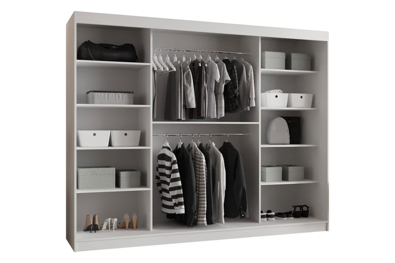 Amira Garderobeskap Med Speil 250x200 cm - Oppbevaring - Klesoppbevaring - Garderober & garderobesystem
