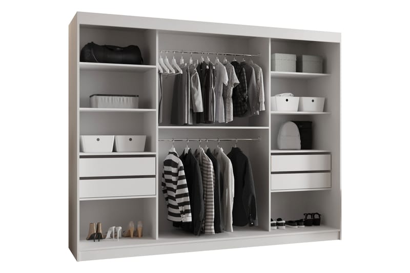 Amira Garderobeskap Med Speil 250x200 cm - Oppbevaring - Klesoppbevaring - Garderober & garderobesystem