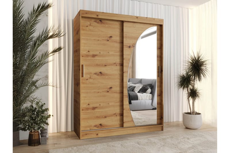 Amira Klesskap med Speil 150x200 cm i Tre - Brun - Oppbevaring - Klesoppbevaring - Garderober & garderobesystem