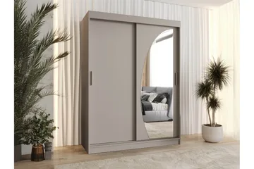 Amira Klesskap med Speil 150x200 cm i Tre og Glass - Beige - Oppbevaring - Klesoppbevaring - Garderober & garderobesystem