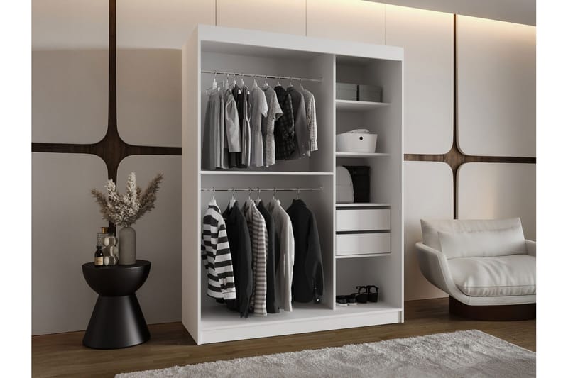 Amira Klesskap med Speil 150x200 cm i Tre og Glass - Beige - Oppbevaring - Klesoppbevaring - Garderober & garderobesystem