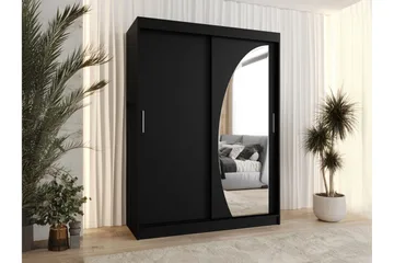 Amira Klesskap med Speil 150x200 cm i Tre og Glass - Svart - Oppbevaring - Klesoppbevaring - Garderober & garderobesystem