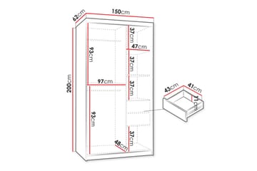 Amira Klesskap med Speil 150x200 cm i Tre og Glass - Svart - Oppbevaring - Klesoppbevaring - Garderober & garderobesystem
