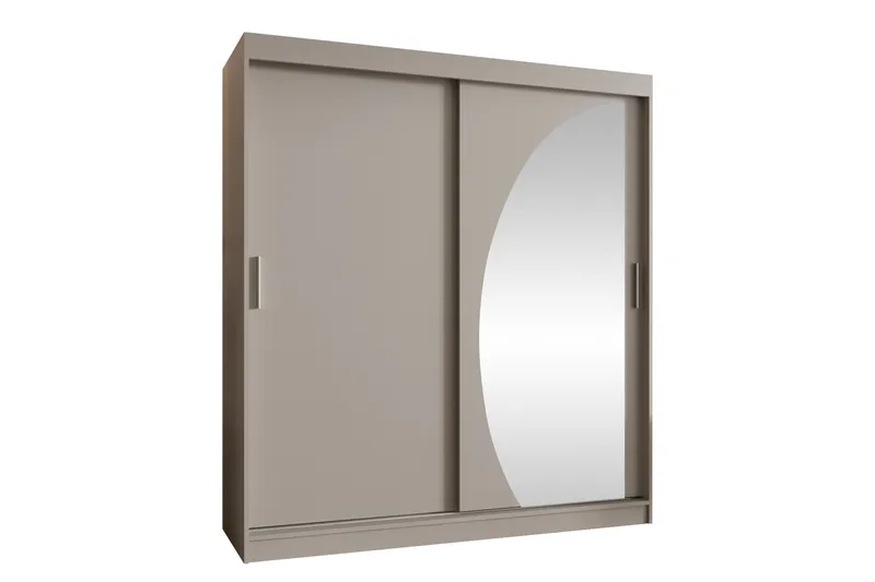 Amira Klesskap med Speil 180x200 cm i Malt Tre, Beige