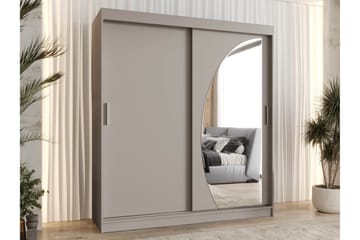 Amira Klesskap med Speil 180x200 cm i Malt Tre - Beige - Oppbevaring - Klesoppbevaring - Garderober & garderobesystem