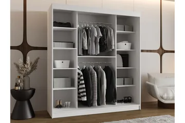 Amira Klesskap med Speil 180x200 cm i Malt Tre - Beige - Oppbevaring - Klesoppbevaring - Garderober & garderobesystem