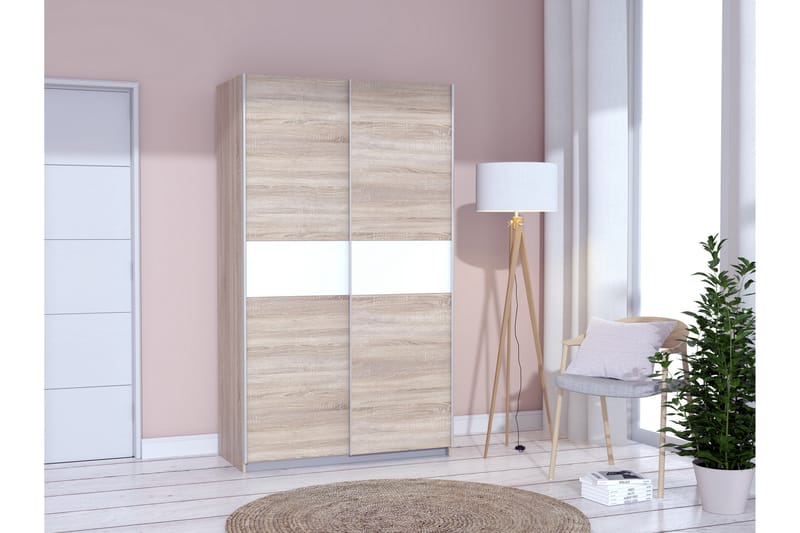 Amyracle Garderobe 62x121 cm - Hvit/Brun/Grå - Oppbevaring - Klesoppbevaring - Garderober & garderobesystem