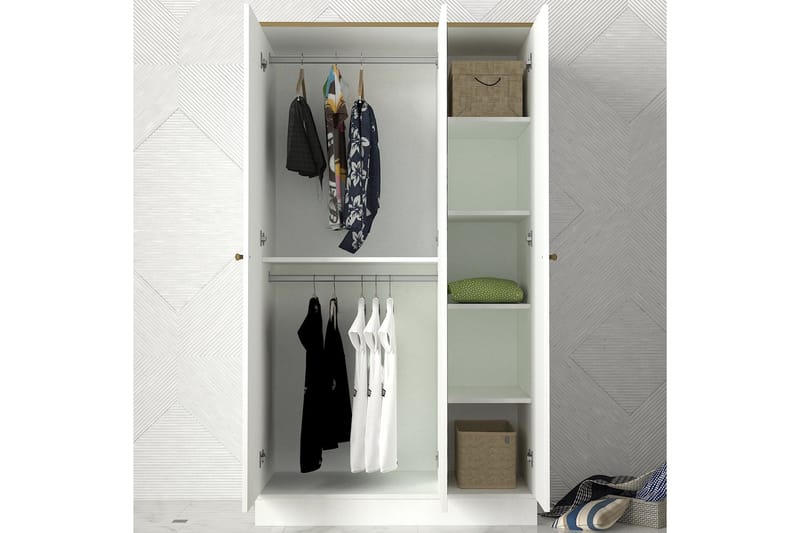 Analynn Garderobe 105 cm - Hvit|Gull - Garderober & garderobesystem - Garderobeskap & klesskap