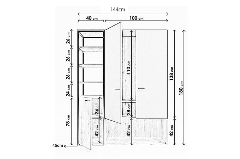 Asansor Garderobe 144x40 cm - Oppbevaring - Klesoppbevaring - Garderober & garderobesystem