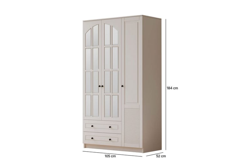 Astrel Garderobesskåp 105x184 cm - Matt Hvit - Oppbevaring - Klesoppbevaring - Garderober & garderobesystem - Garderobeskap & klesskap