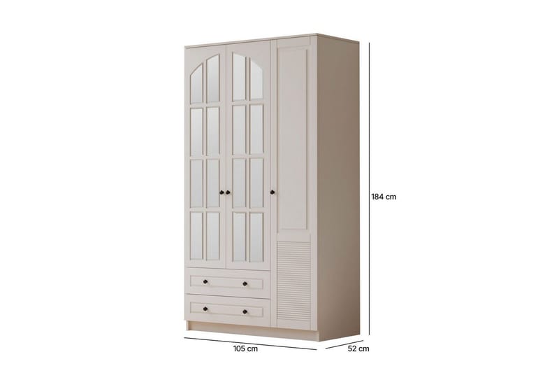 Astrel Garderobesskåp 105x184 cm - Matt Hvit - Oppbevaring - Klesoppbevaring - Garderober & garderobesystem - Garderobeskap & klesskap