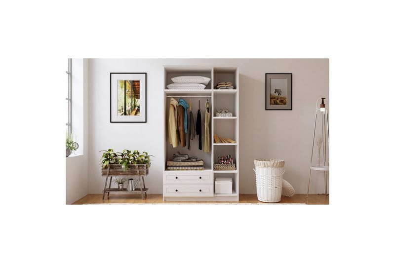 Astrel Garderobesskåp 105x184 cm - Matt Hvit - Oppbevaring - Klesoppbevaring - Garderober & garderobesystem - Garderobeskap & klesskap