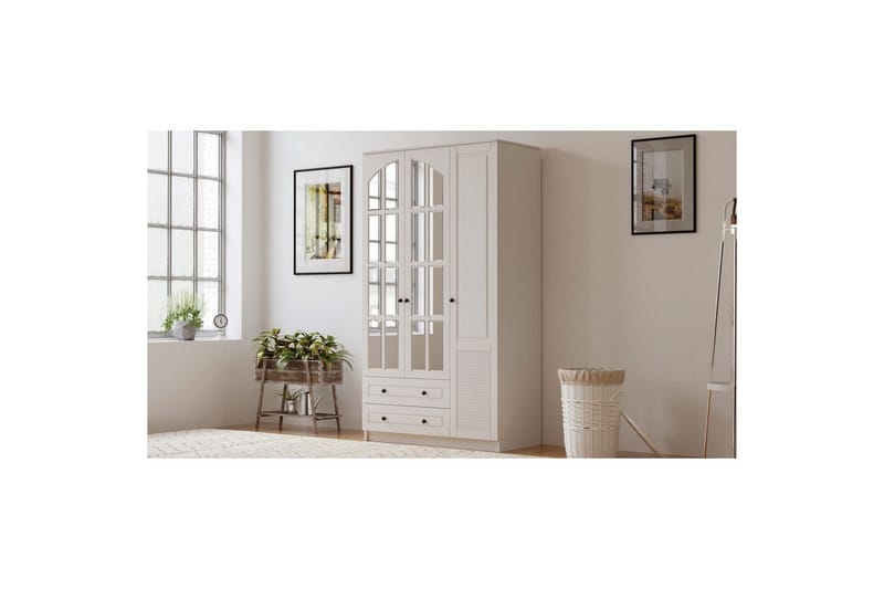 Astrel Garderobesskåp 105x210 cm - Matt Hvit - Oppbevaring - Klesoppbevaring - Garderober & garderobesystem - Garderobeskap & klesskap