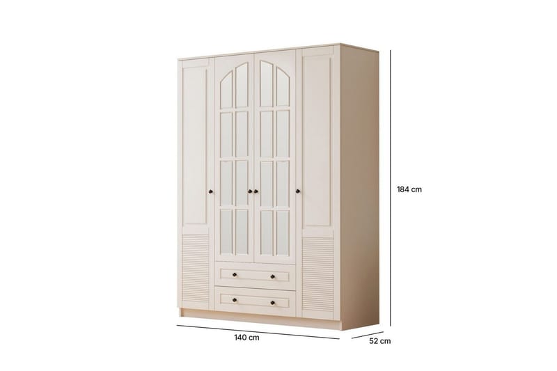 Astrel Garderobesskåp 140x184 cm - Matt Hvit - Oppbevaring - Klesoppbevaring - Garderober & garderobesystem - Garderobeskap & klesskap