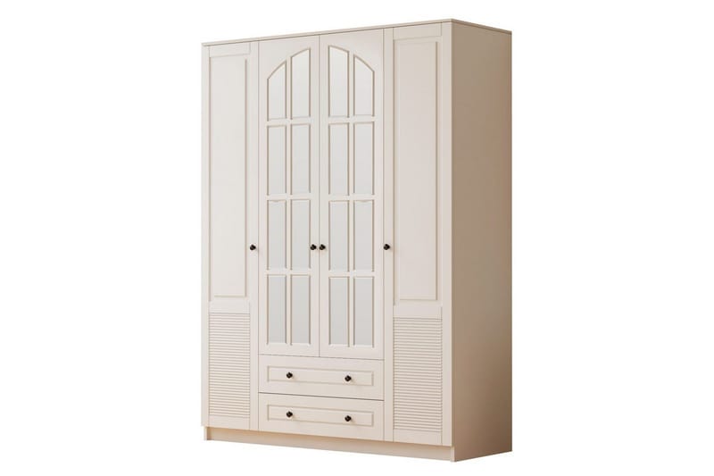 Astrel Garderobesskåp 140x184 cm - Matt Hvit - Oppbevaring - Klesoppbevaring - Garderober & garderobesystem - Garderobeskap & klesskap