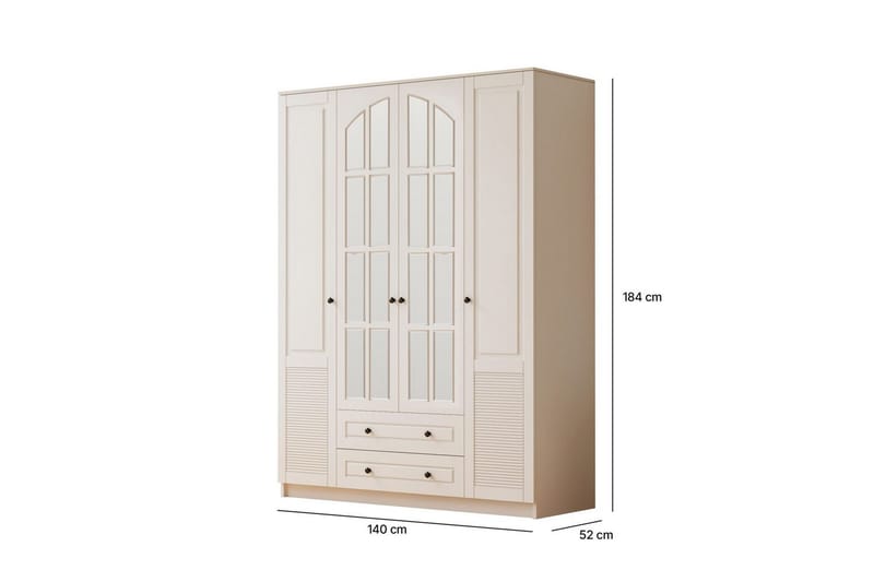 Astrel Garderobesskåp 140x184 cm - Matt Hvit - Oppbevaring - Klesoppbevaring - Garderober & garderobesystem - Garderobeskap & klesskap