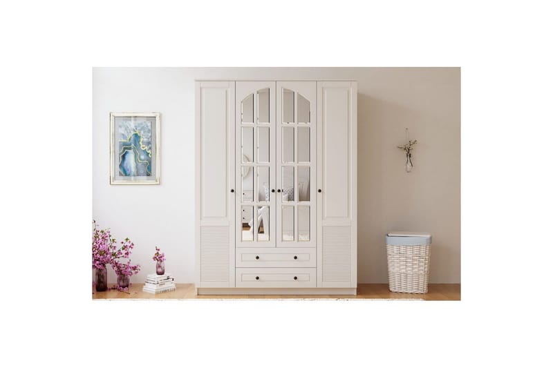 Astrel Garderobesskåp 140x210 cm - Matt Hvit - Oppbevaring - Klesoppbevaring - Garderober & garderobesystem - Garderobeskap & klesskap
