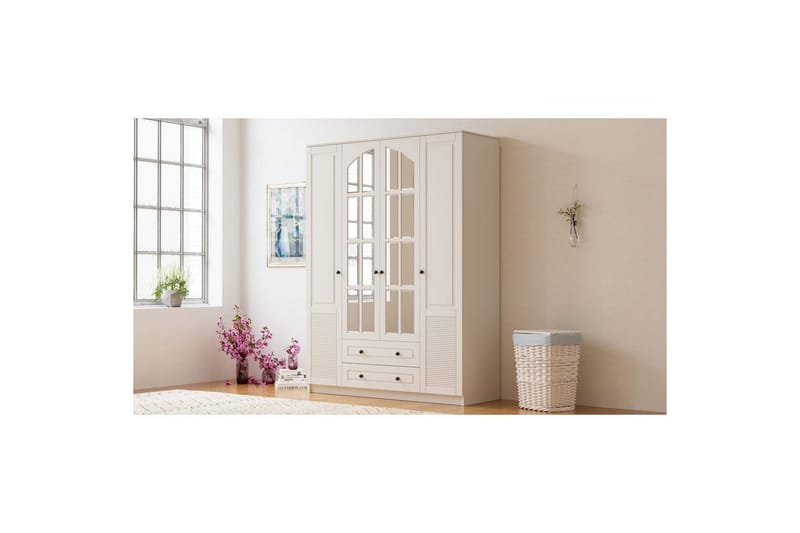 Astrel Garderobesskåp 140x210 cm - Matt Hvit - Oppbevaring - Klesoppbevaring - Garderober & garderobesystem - Garderobeskap & klesskap