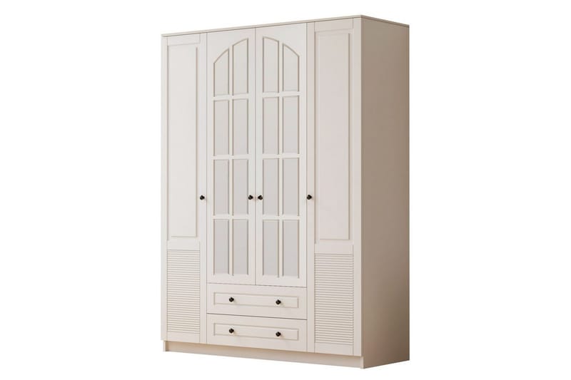 Astrel Garderobesskåp 140x210 cm, Matt Hvit