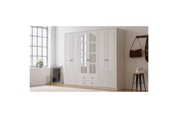 Astrel Garderobesskåp 210x184 cm - Matt Hvit - Oppbevaring - Klesoppbevaring - Garderober & garderobesystem - Garderobeskap & klesskap