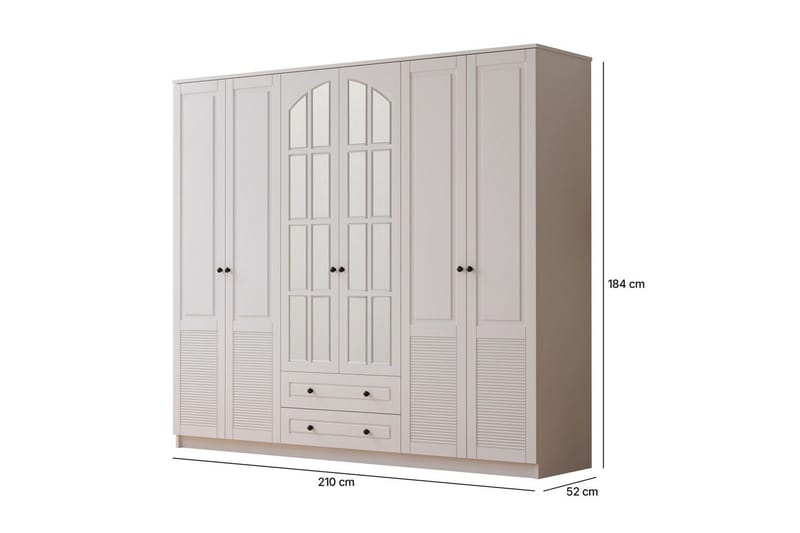 Astrel Garderobesskåp 210x184 cm - Matt Hvit - Oppbevaring - Klesoppbevaring - Garderober & garderobesystem - Garderobeskap & klesskap