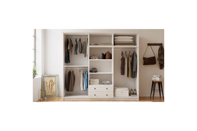 Astrel Garderobesskåp 210x210 cm - Matt Hvit - Oppbevaring - Klesoppbevaring - Garderober & garderobesystem - Garderobeskap & klesskap