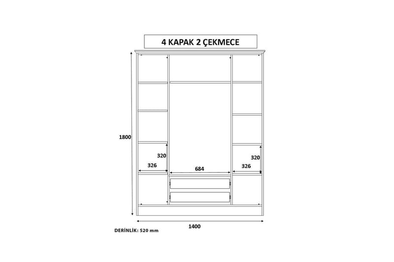 Auric Garderobe 140x180 cm - Matt Hvit - Oppbevaring - Klesoppbevaring - Garderober & garderobesystem