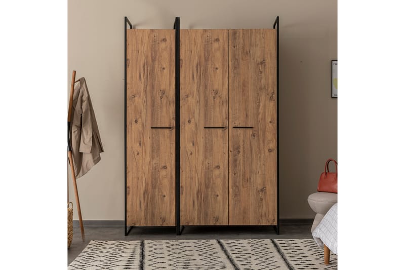 Batler Garderobe 52x104 3 Dører - Natur - Oppbevaring - Klesoppbevaring - Garderober & garderobesystem
