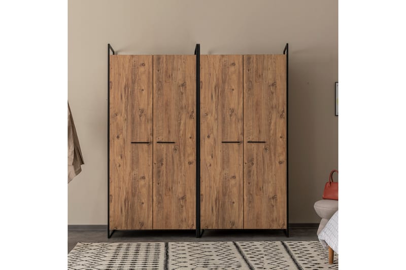 Batler Garderobe 52x104 4 dører - Natur - Oppbevaring - Klesoppbevaring - Garderober & garderobesystem