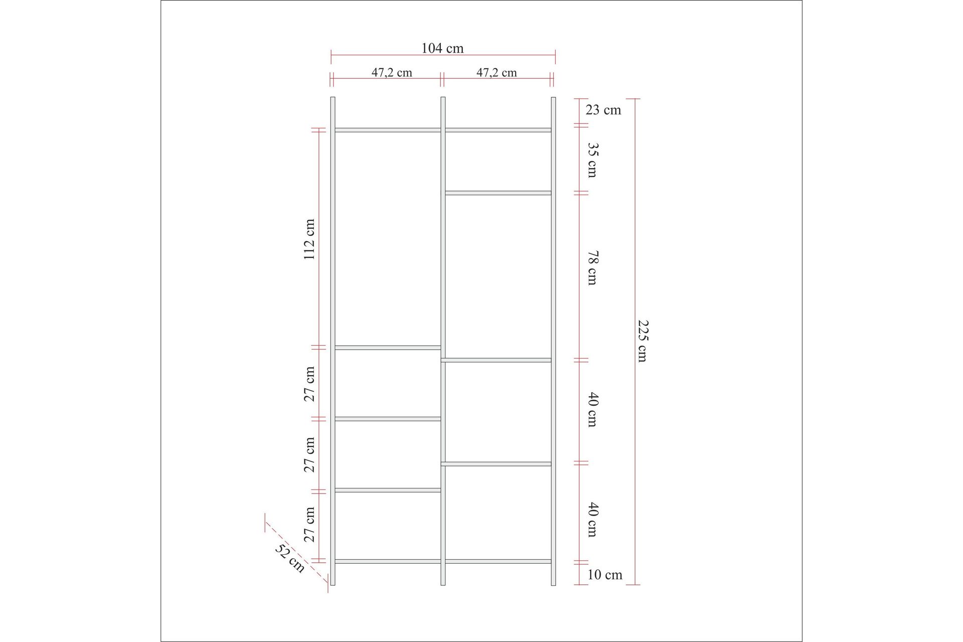 Batler Garderobe 52x104 5 Dører - Natur - Oppbevaring - Klesoppbevaring - Garderober & garderobesystem
