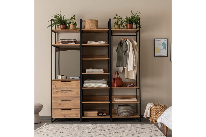Batler Garderobe 52x64 4 Skap 13 Hyller - Natur - Oppbevaring - Klesoppbevaring - Garderober & garderobesystem