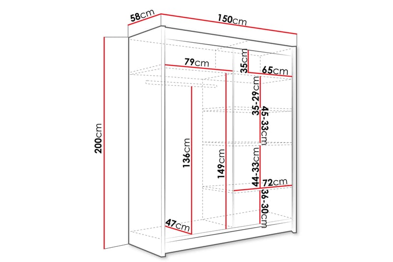 Bay Garderobe 150x200 cm - Brun - Oppbevaring - Klesoppbevaring - Garderober & garderobesystem