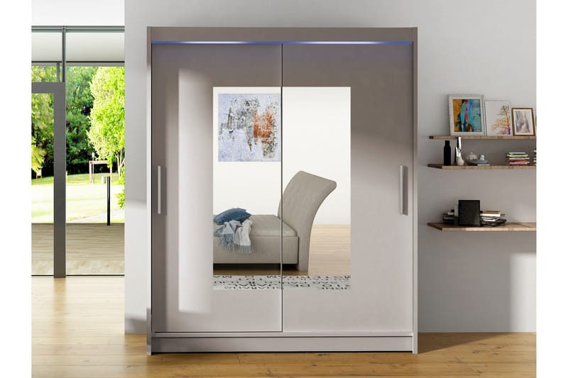 Bay Garderobe Med Speil 150x200 cm - Beige - Oppbevaring - Klesoppbevaring - Garderober & garderobesystem