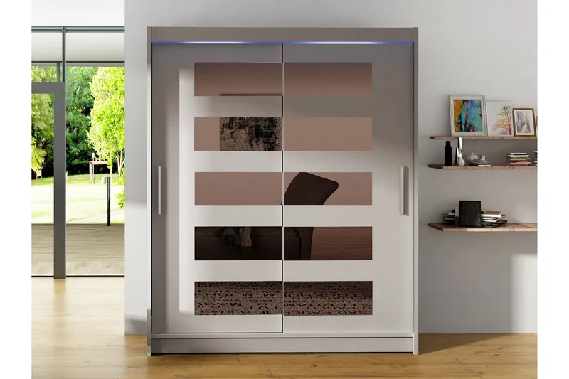 Bay Garderobe Med Speil 150x200 cm - Beige - Oppbevaring - Klesoppbevaring - Garderober & garderobesystem