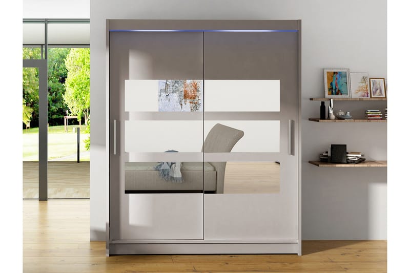 Bay Garderobe Med Speil 150x200 cm - Beige - Oppbevaring - Klesoppbevaring - Garderober & garderobesystem