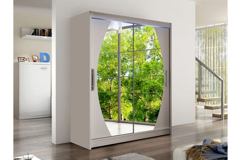 Bay Garderobe Med Speil 150x200 cm - Beige - Oppbevaring - Klesoppbevaring - Garderober & garderobesystem