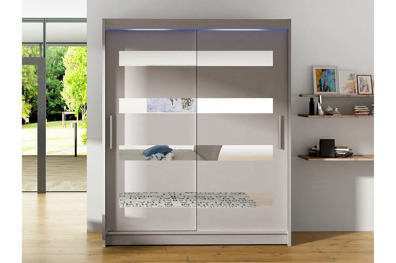 Bay Garderobe Med Speil 150x200 cm - Beige - Oppbevaring - Klesoppbevaring - Garderober & garderobesystem