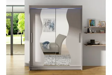 Bay Garderobe Med Speil 150x200 cm - Beige - Oppbevaring - Klesoppbevaring - Garderober & garderobesystem