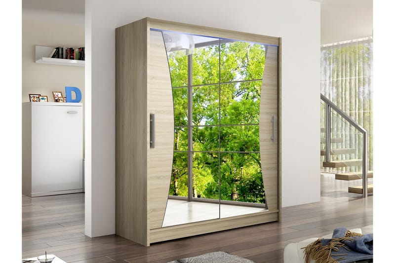 Bay Garderobe Med Speil 150x200 cm - Brun - Oppbevaring - Klesoppbevaring - Garderober & garderobesystem