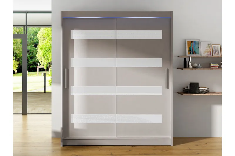 Bay Garderobe Med Speil 150x200 cm - Hvit - Oppbevaring - Klesoppbevaring - Garderober & garderobesystem